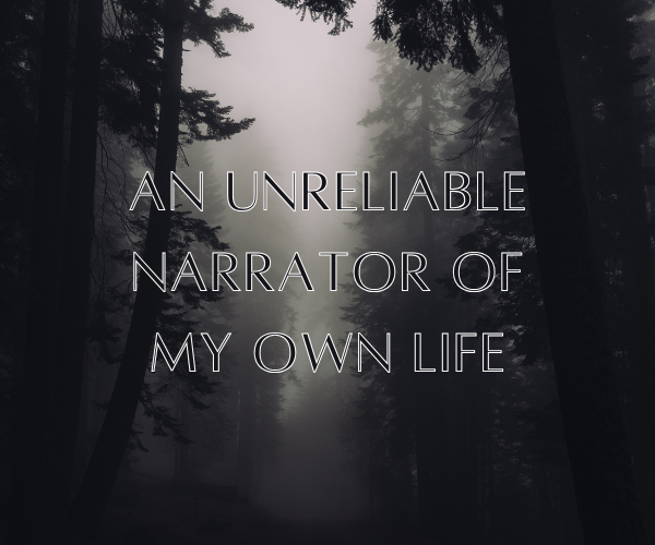 Dark woods in greyscale with the title of the short story written in sans-serif narrow.